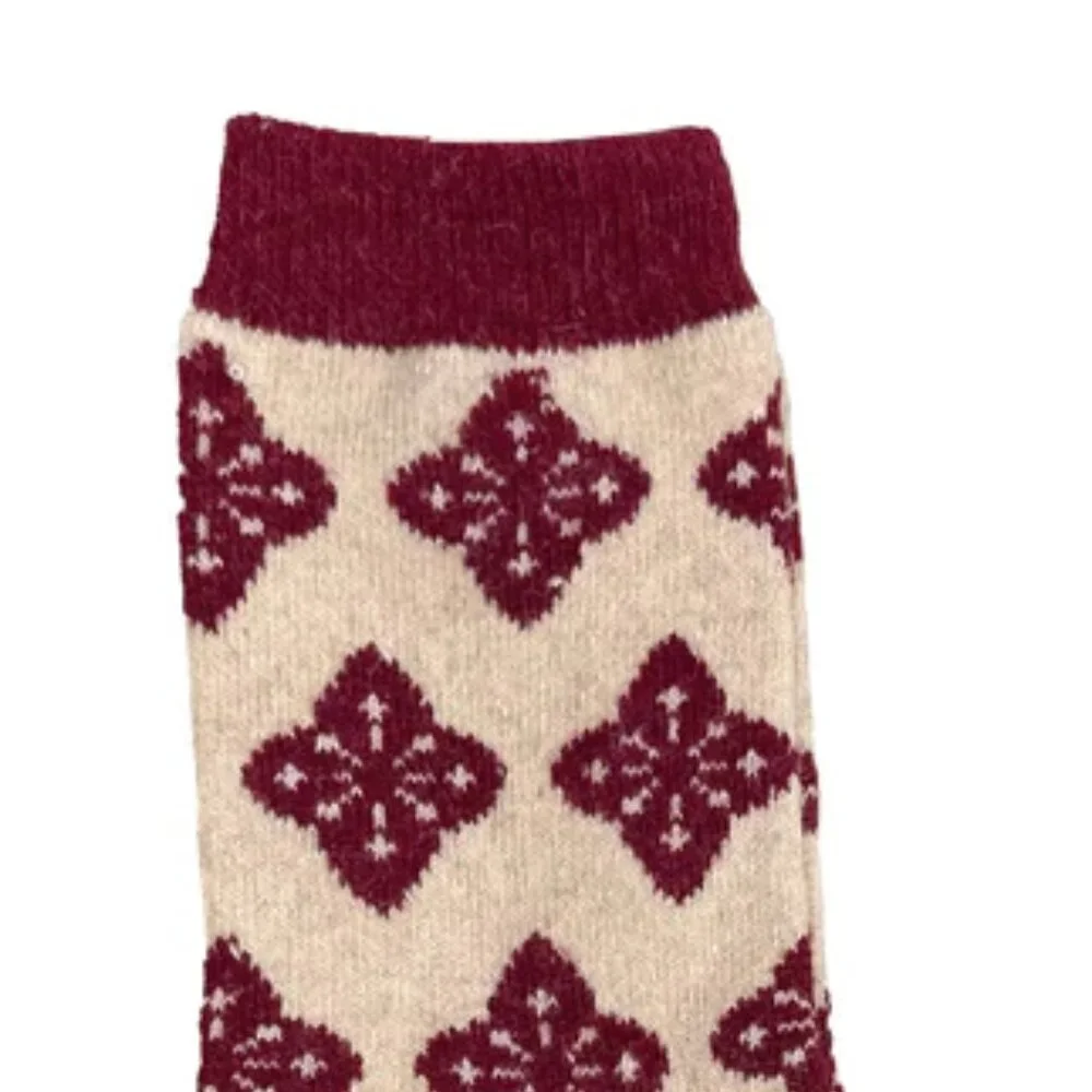 NWT Wanda Red Snowflake Wool Crew Socks